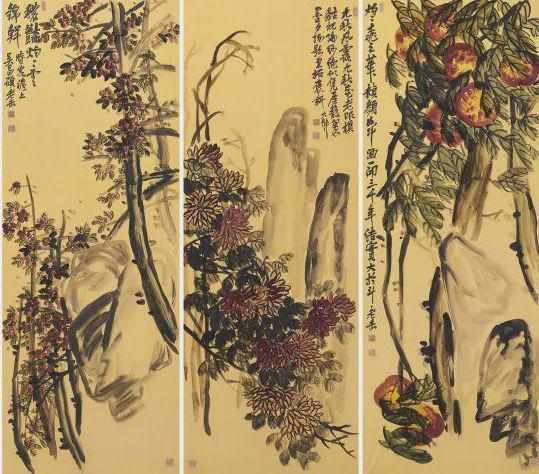 金石为开:吴昌硕《花果六屏》的艺术基因与技术密码 书画藏品